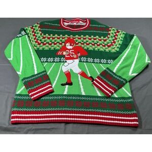 Jollidays Mens Ugly Christmas Sweater Football Player Green Red 2XB E69838BTK